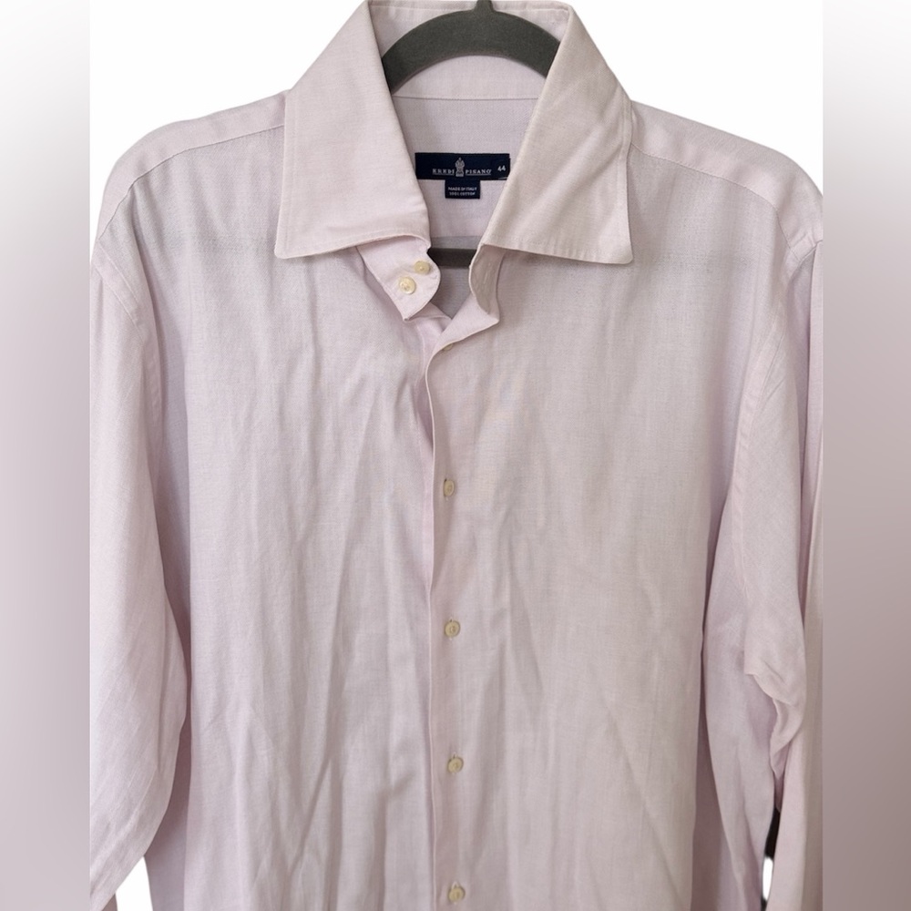 EREDI PISANO Pink Mist Cotton Dress Shirt Men’s 17.5 Long Sleeve Made in Italy